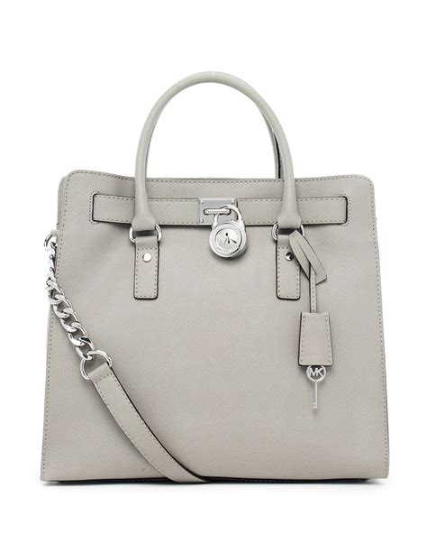 michael kors hamilton large tote pearl gray|Michael Kors Hamilton large satchel.